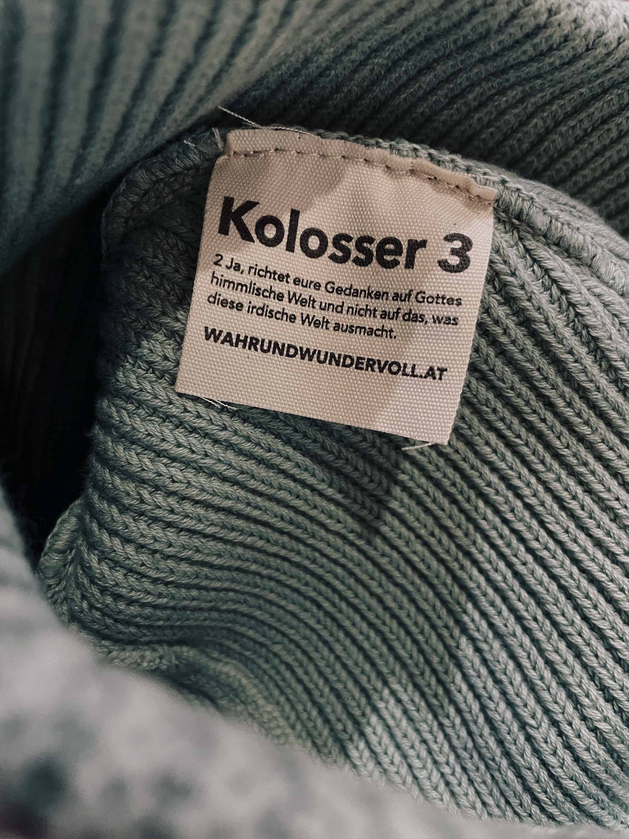 fisherman beanie / kolosser 3 / aloe