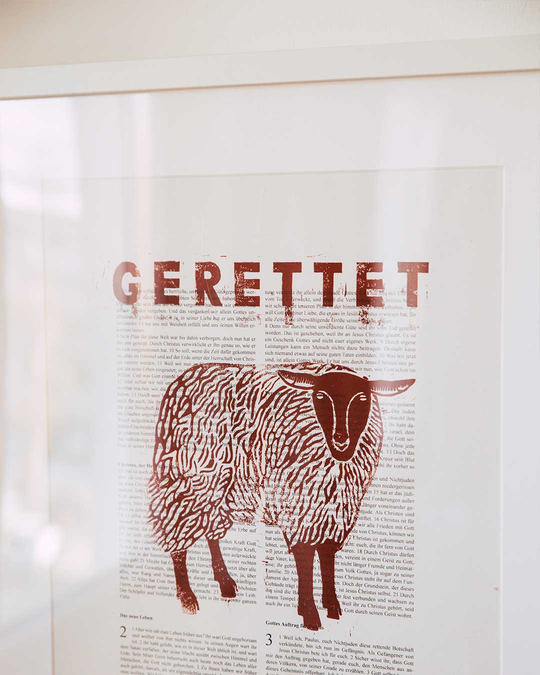 Gerettet / Linoldruck / Epheserbrief 2