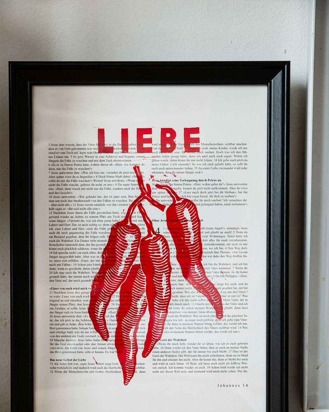Liebe / Linoldruck / Johannes 13