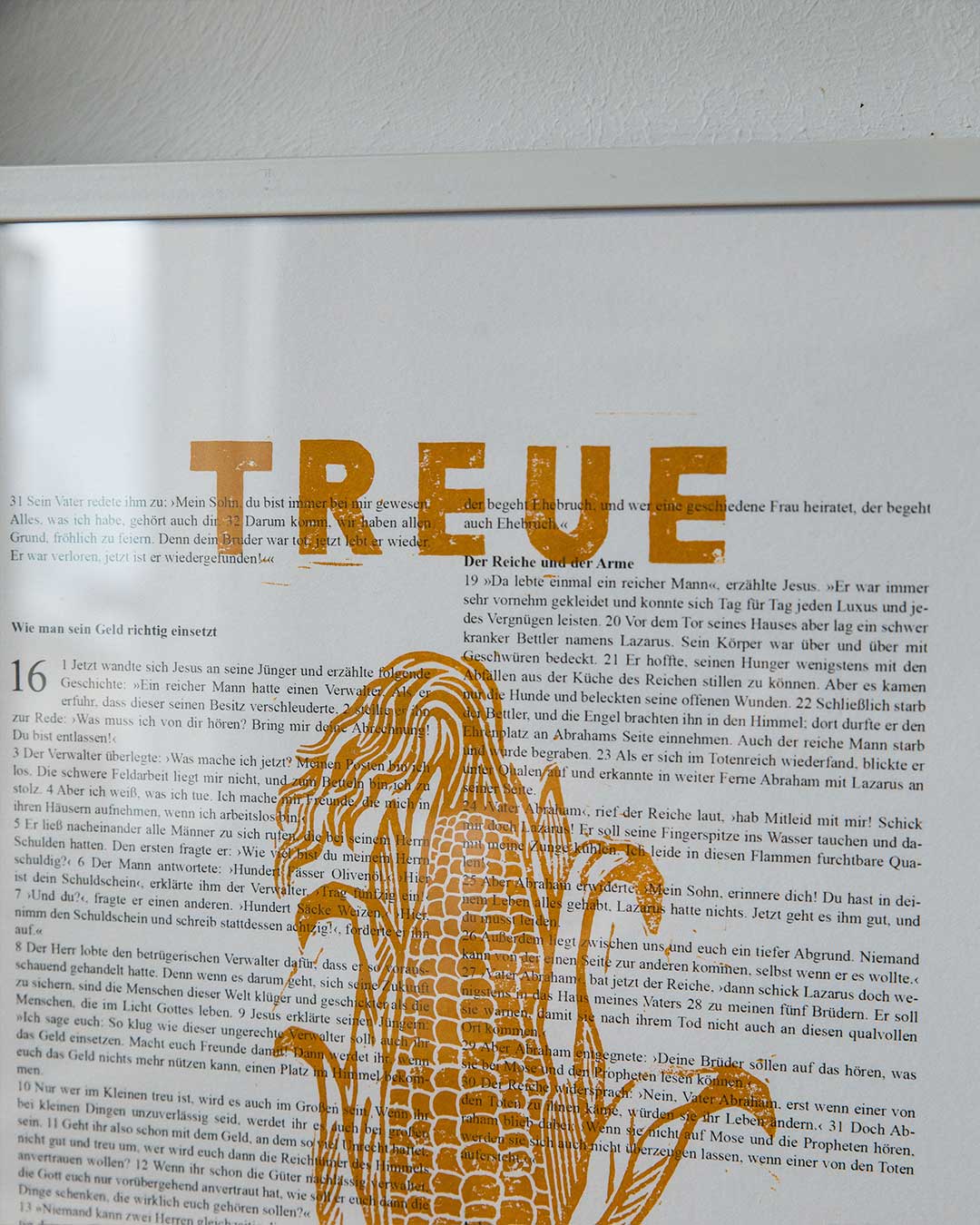 Treue / Linoldruck / Lukas 16