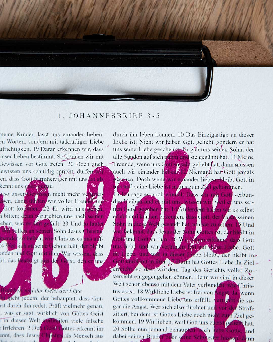 Ich liebe dich auch / Linoldruck / 1. Johannesbrief 4